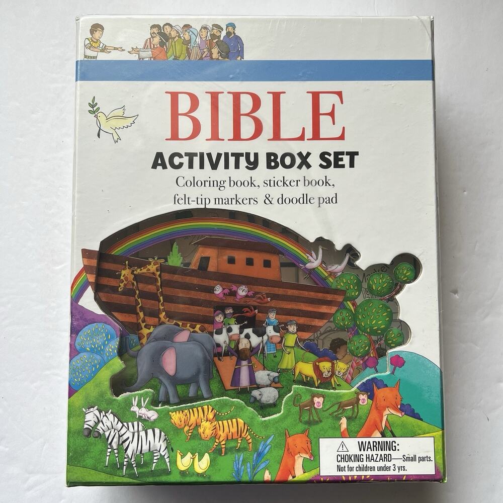 Bible Activity Box Set Childrens Coloring Book Stickers Markers Doodle Pad